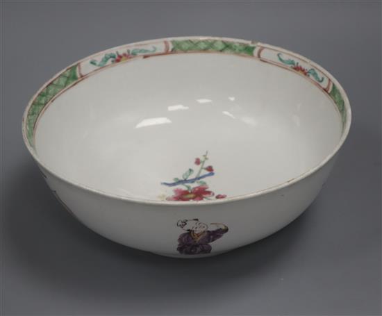 A Christians factory Liverpool porcelain bowl diameter 24cm